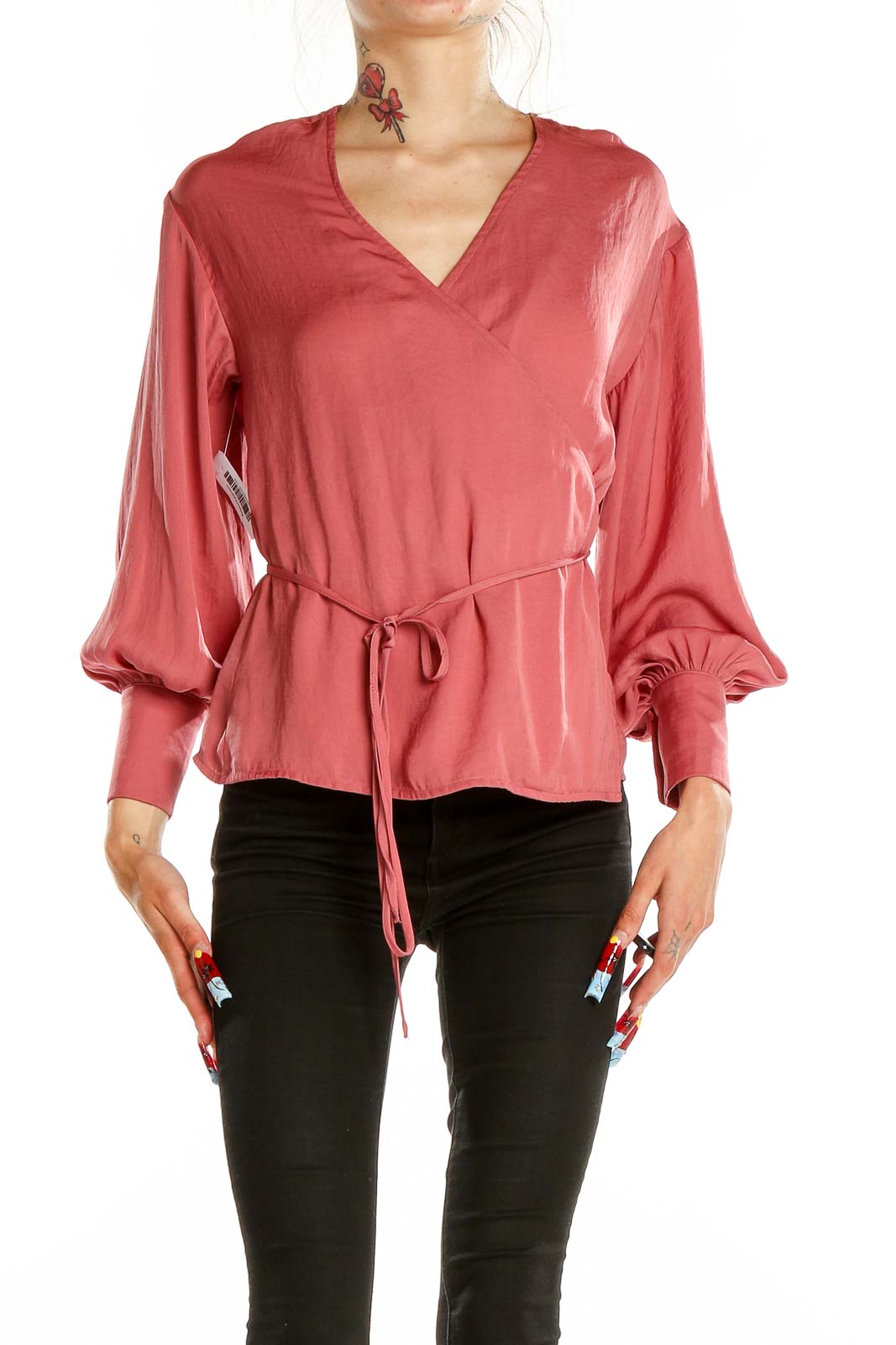 Pink Wrap Top Front