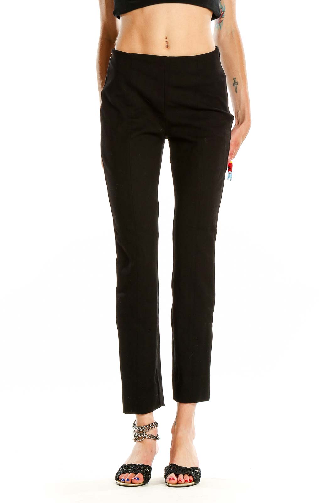 Black All Day Wear Trousers Front