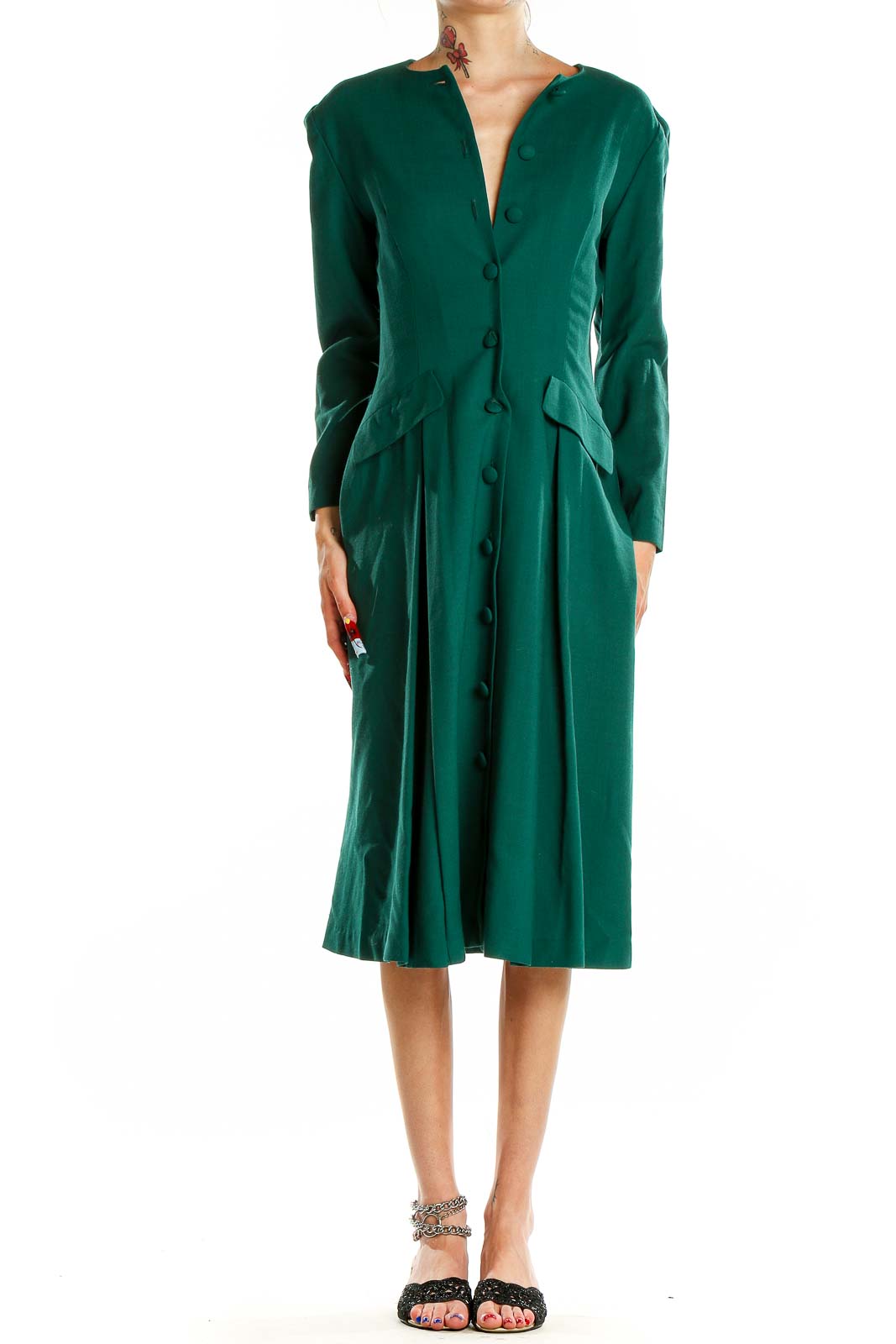 Green Vintage Classic Dress Front