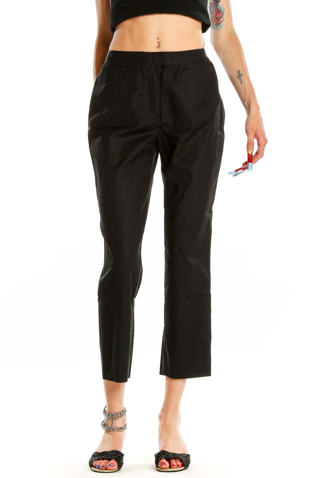 Black All Day Wear Trousers Front
