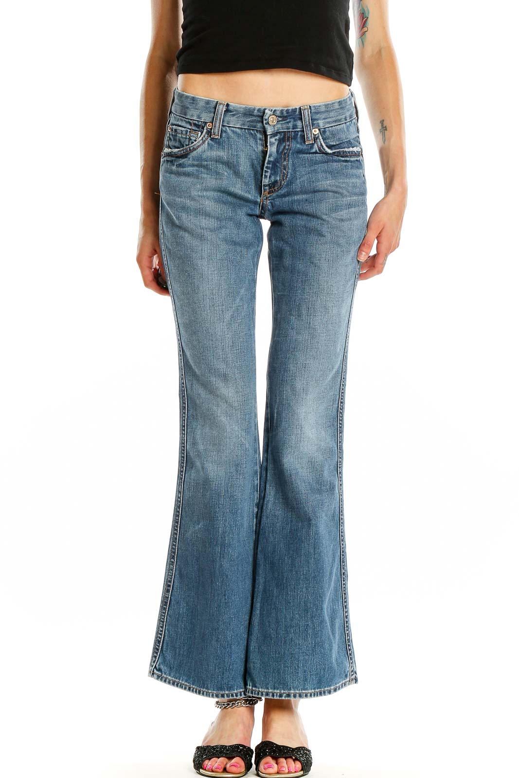 Blue Flare Jeans Front