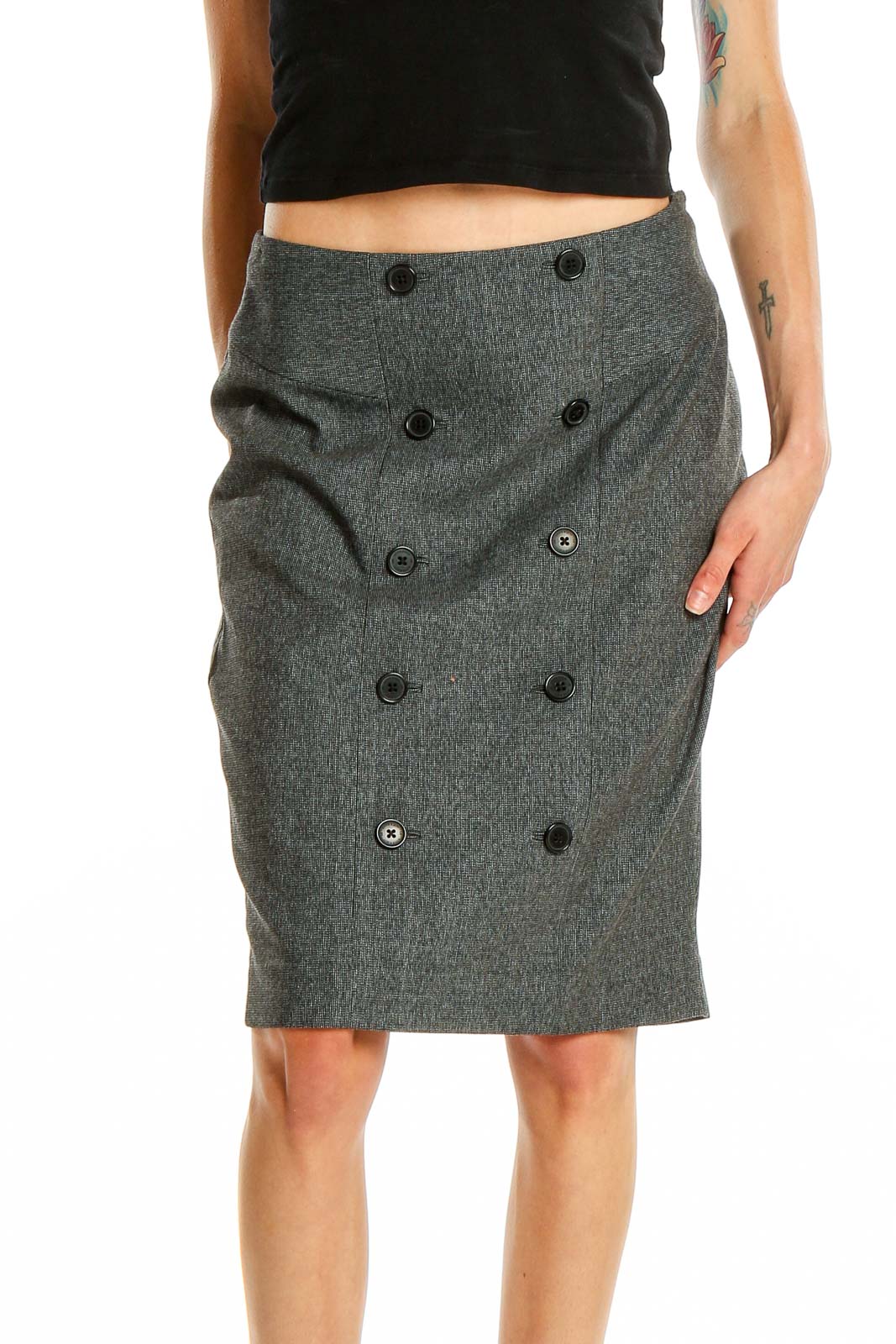 Gray Pencil Skirt Front