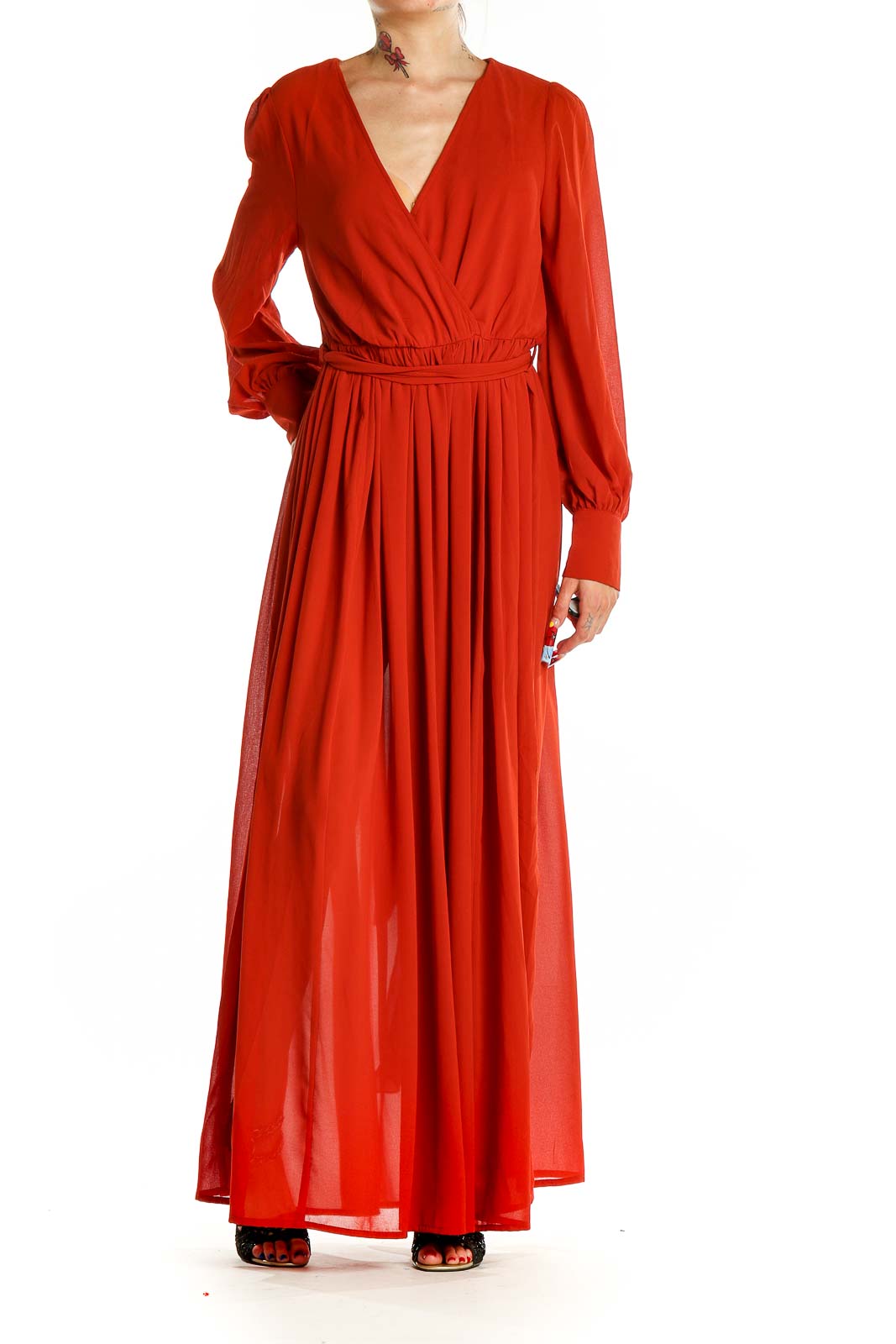 Red Maxi Fit & Flare Dress Front