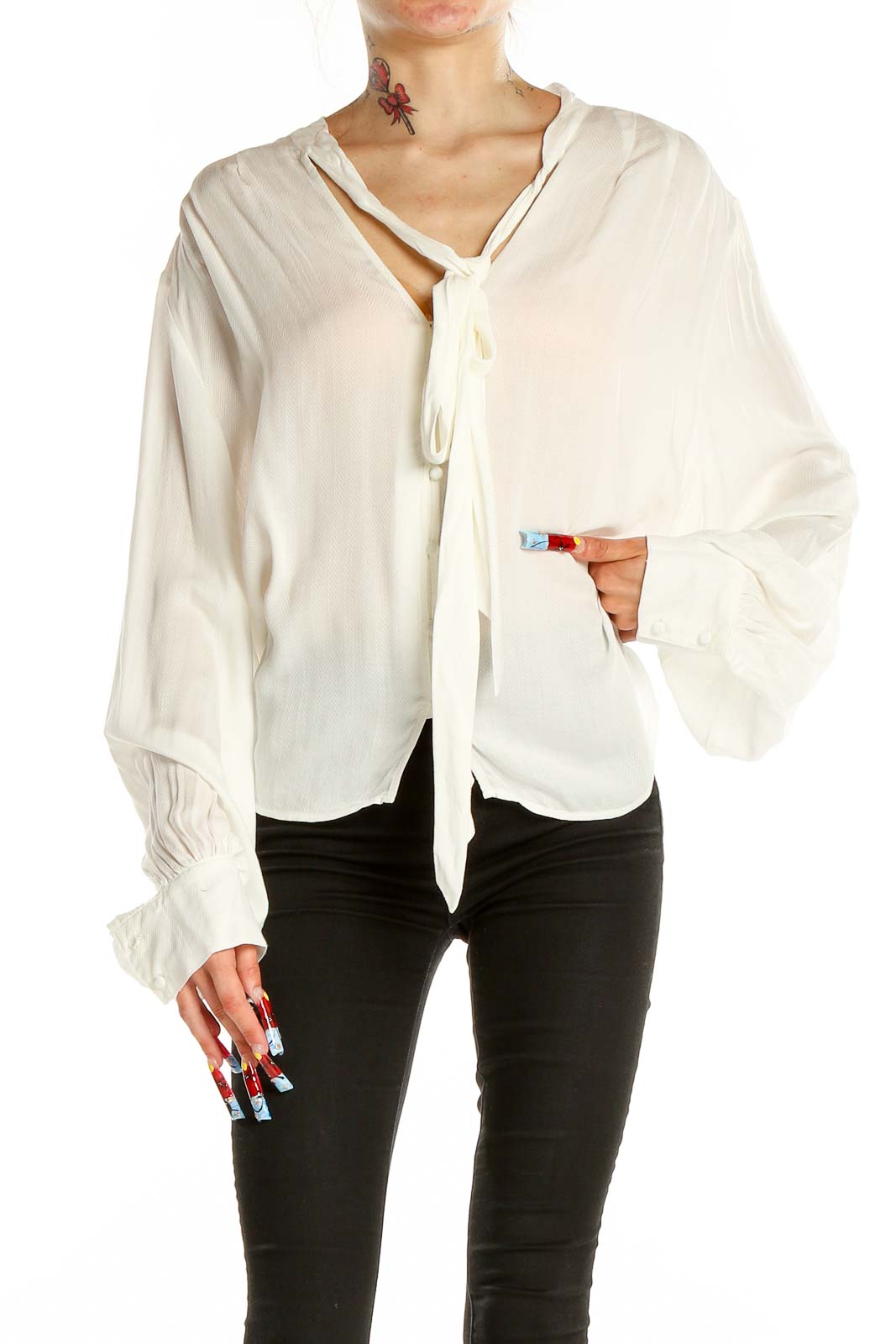 White Chic Blouse Front