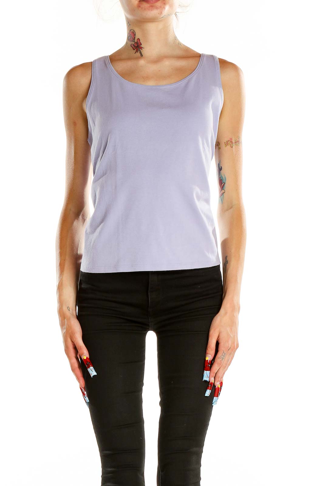 Purple Casual Tank Top Front