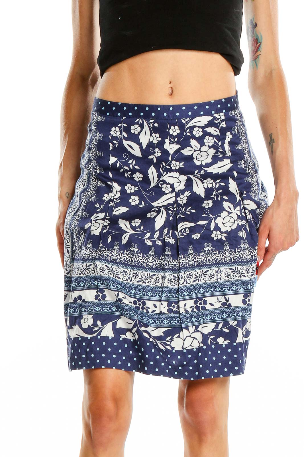 Blue Printed Skirt Front