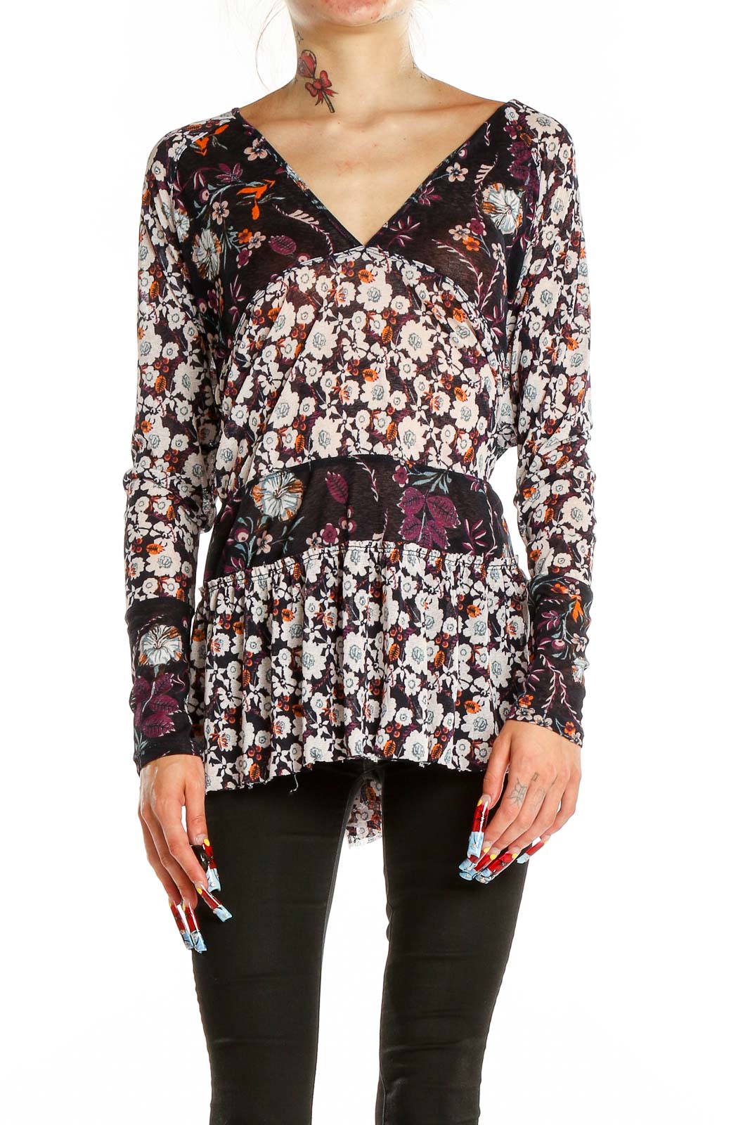 Multicolor Printed Bohemian Blouse Front