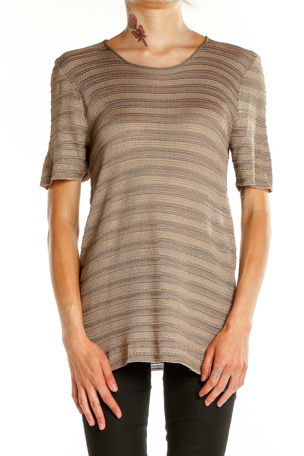 Brown Woven Top Front