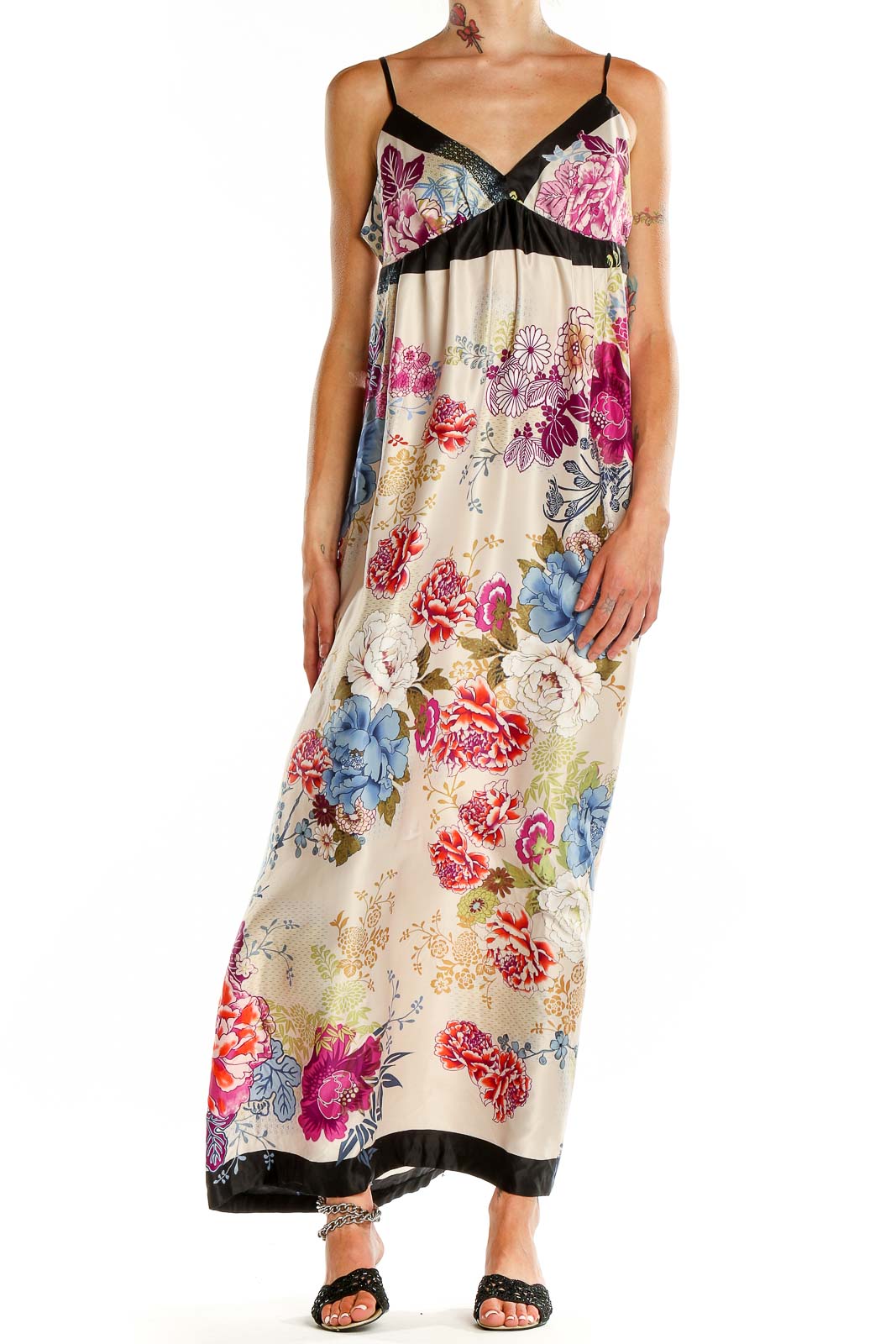 Multicolor Floral Print Slip Dress Front