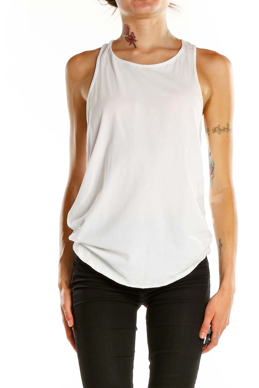 White Activewear Tank Top Front