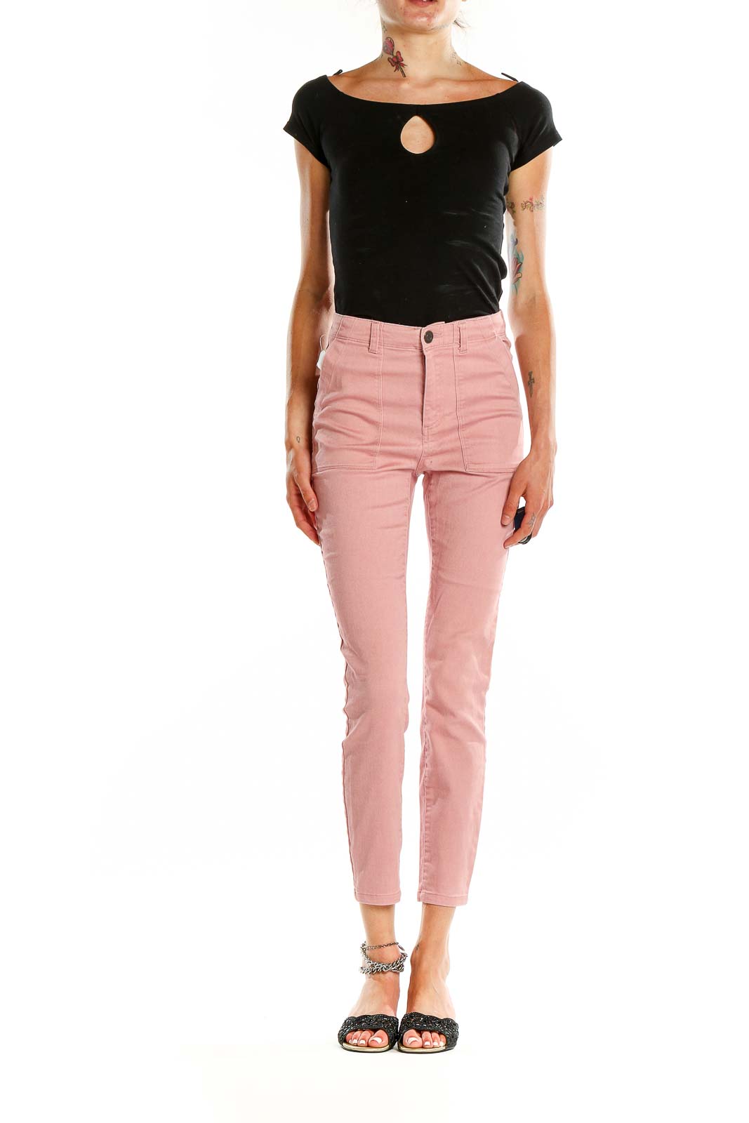 Mason & Belle - Pink High Waisted Skinny Jeans Polyester Cotton