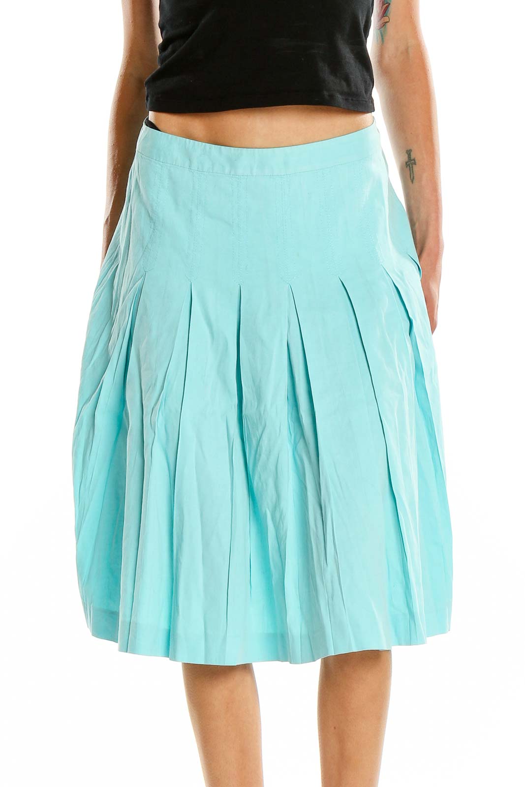 Blue Chic Pleated Skirt Front