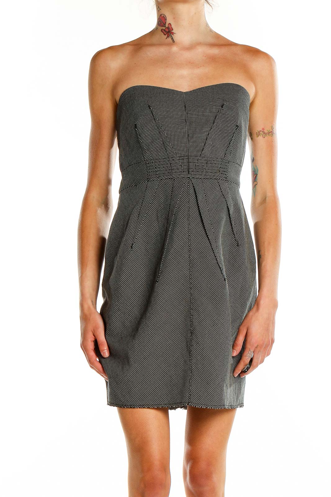 Gray Strapless Mini Dress Front