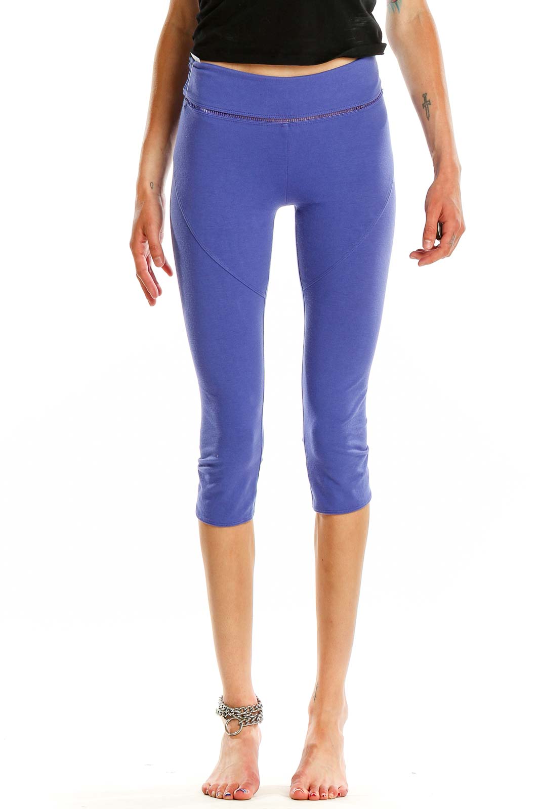 Blue Cropped Activewear Leggings Front