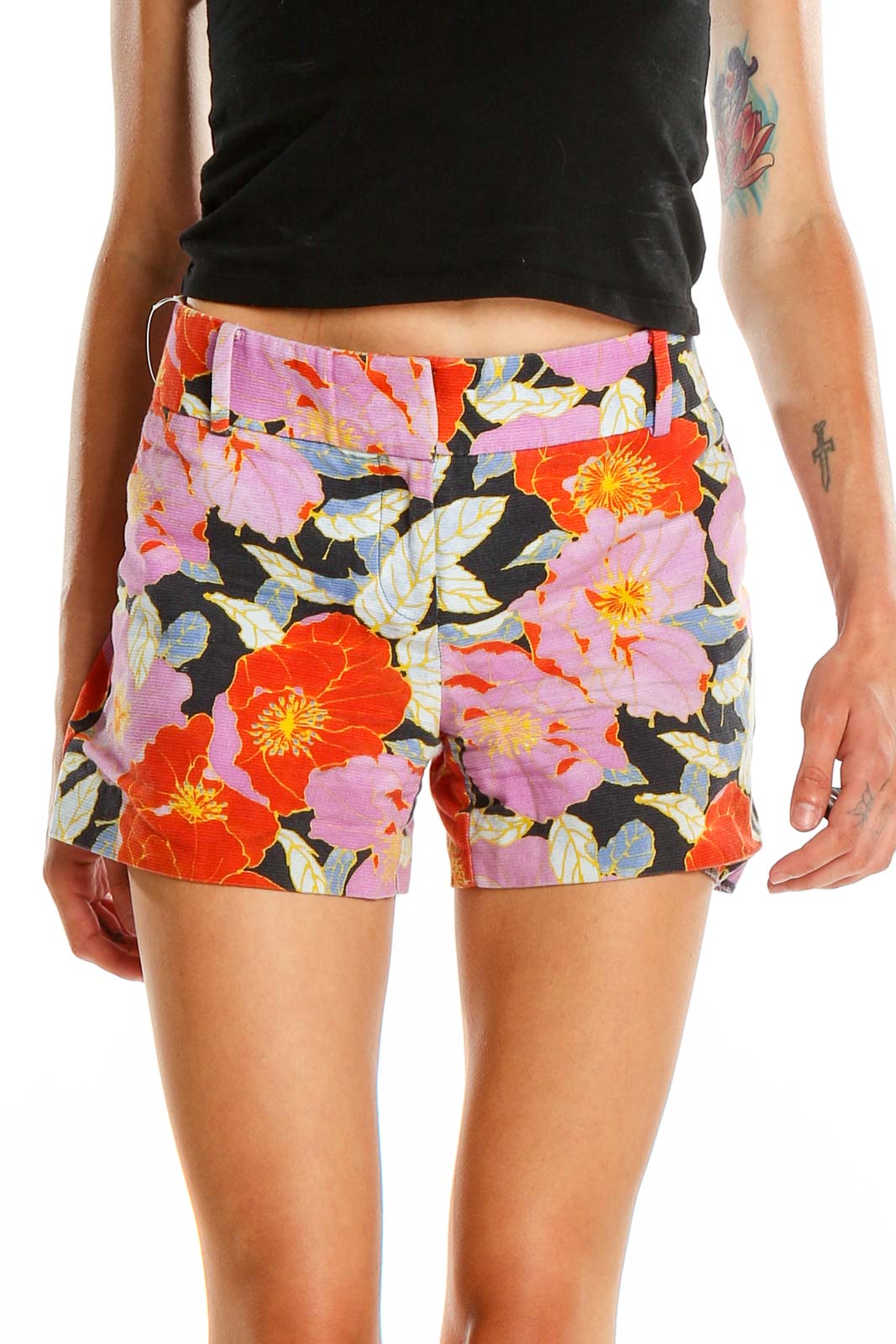 Multicolor Floral Print Shorts Front