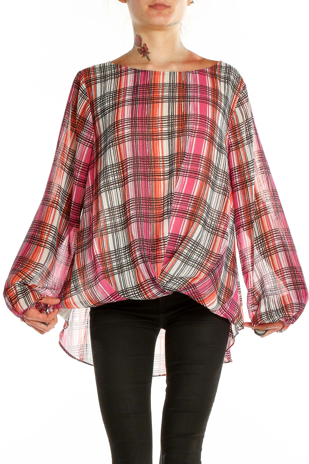 Multicolor Checkered Blouse Front