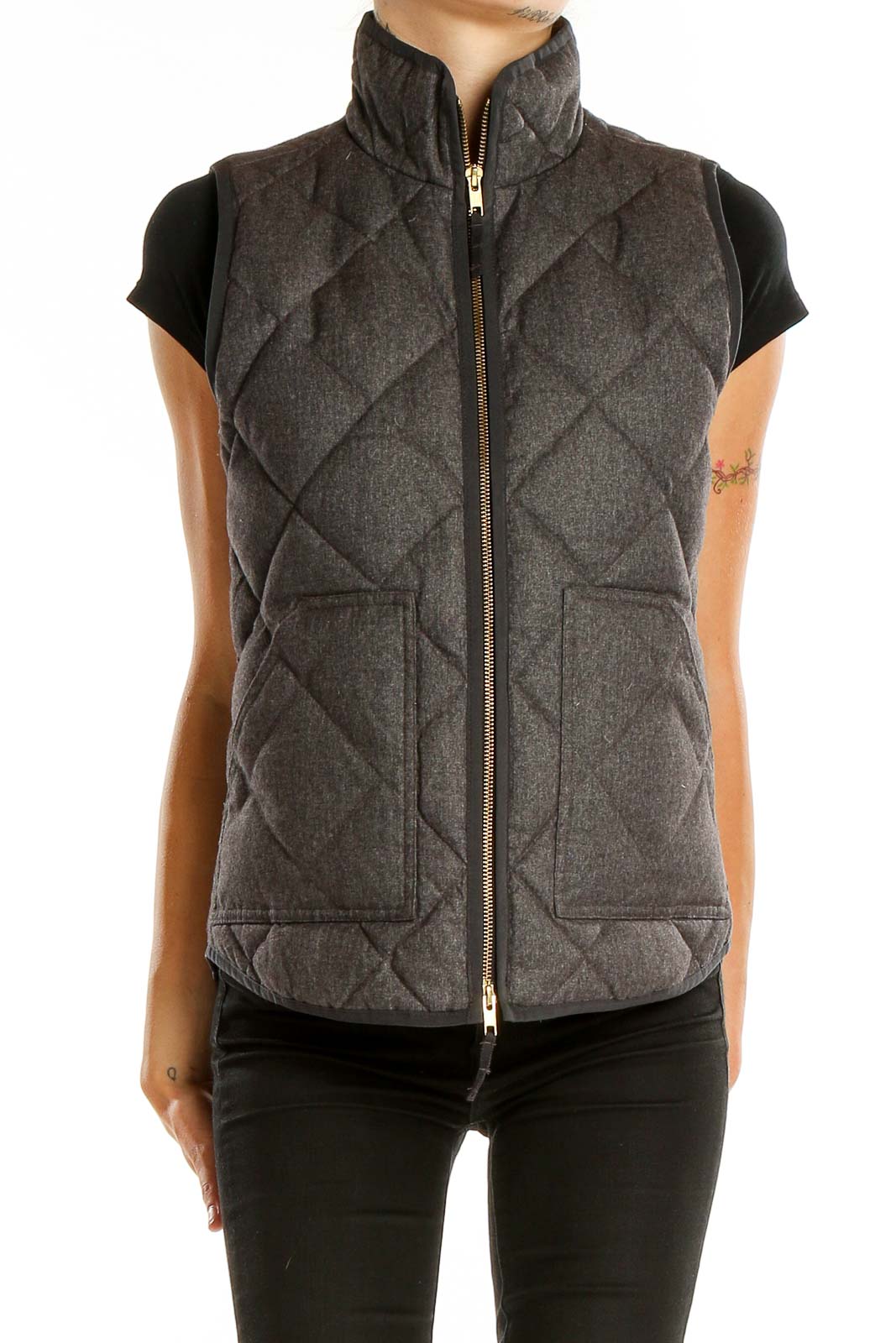 Gray Quilted Vest Front