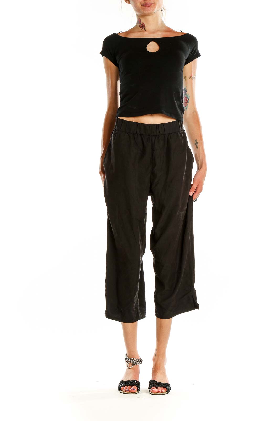 Eileen Fisher - Black Casual Pants Recycled Polyester Tencel