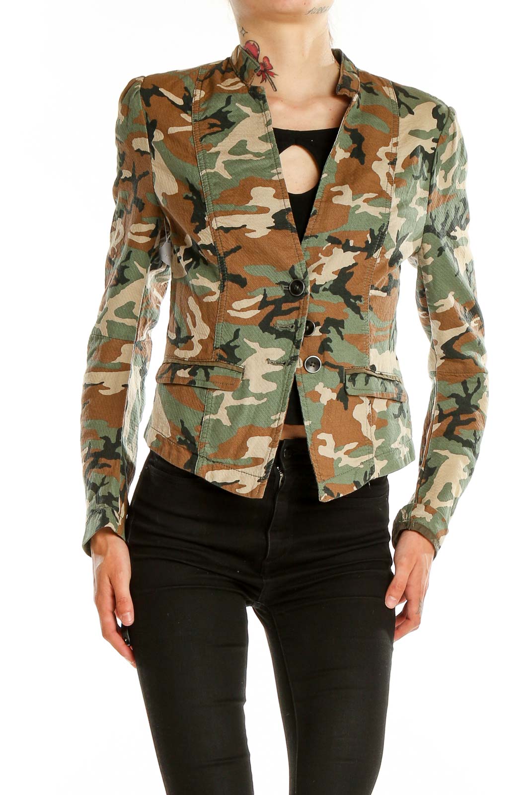 Multicolor Camouflage Jacket Front