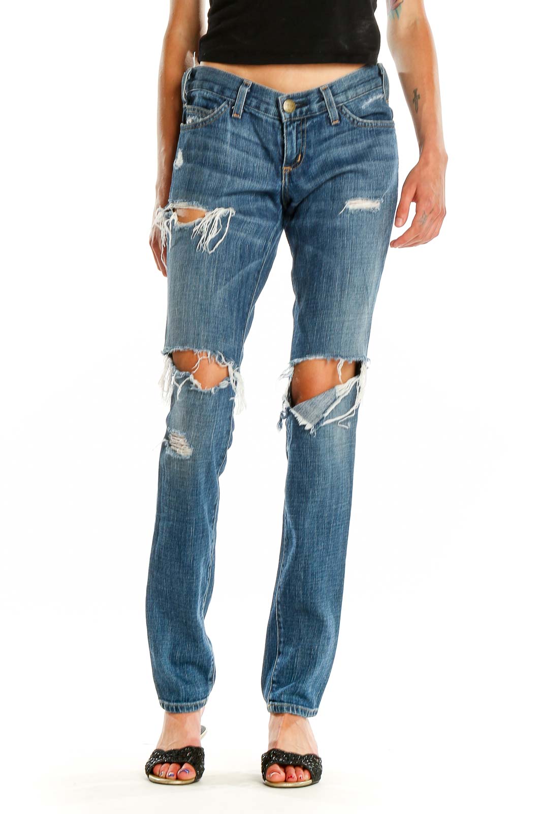 Blue Distressed Jeans Front