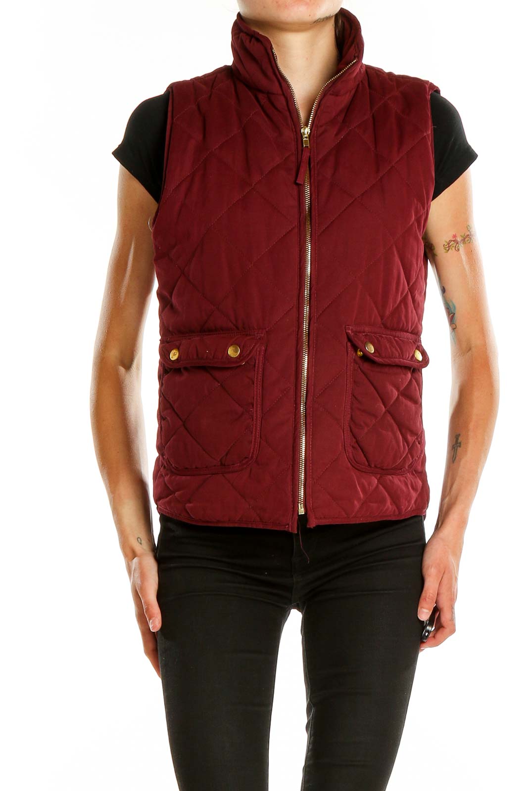Red Quilted Vest Front