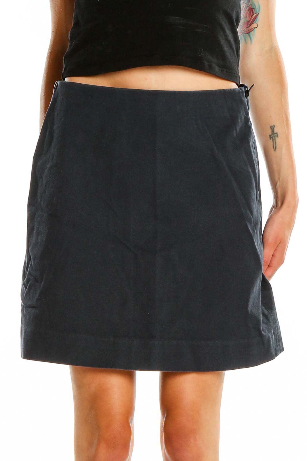Blue Chic A-Line Skirt Front