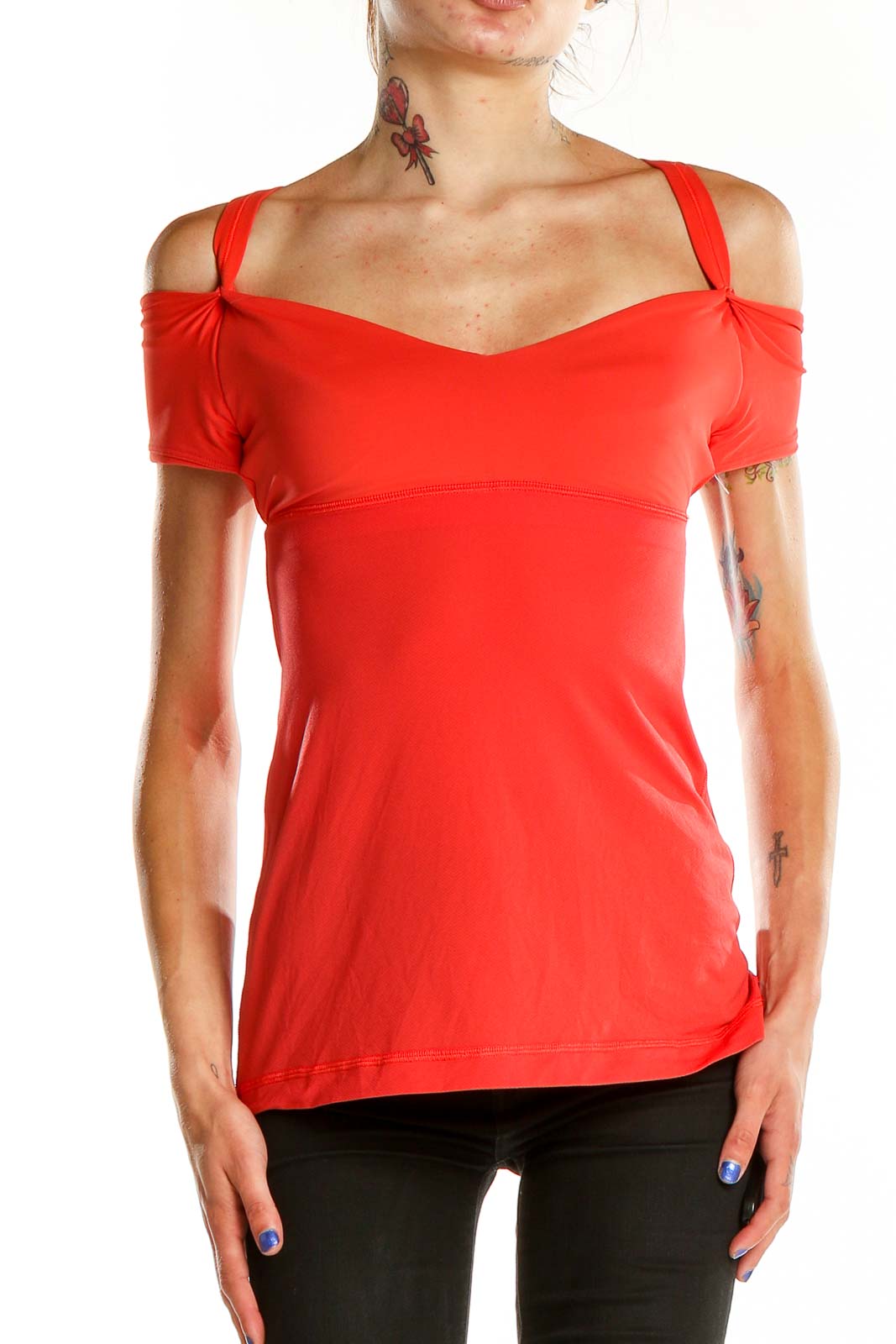 Red Activewear Top Front