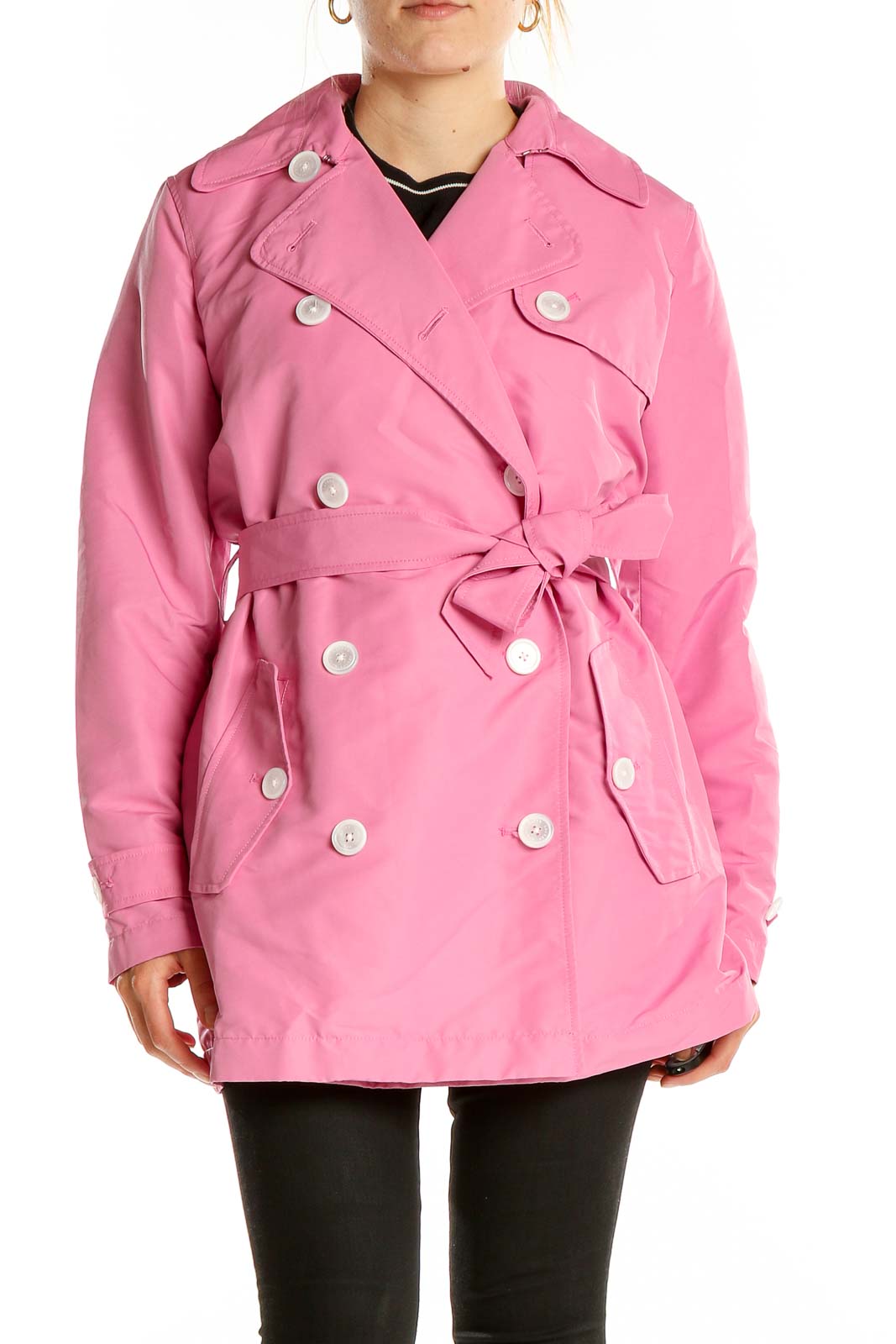 Jackets Pink Notch Lapel Jacket Front