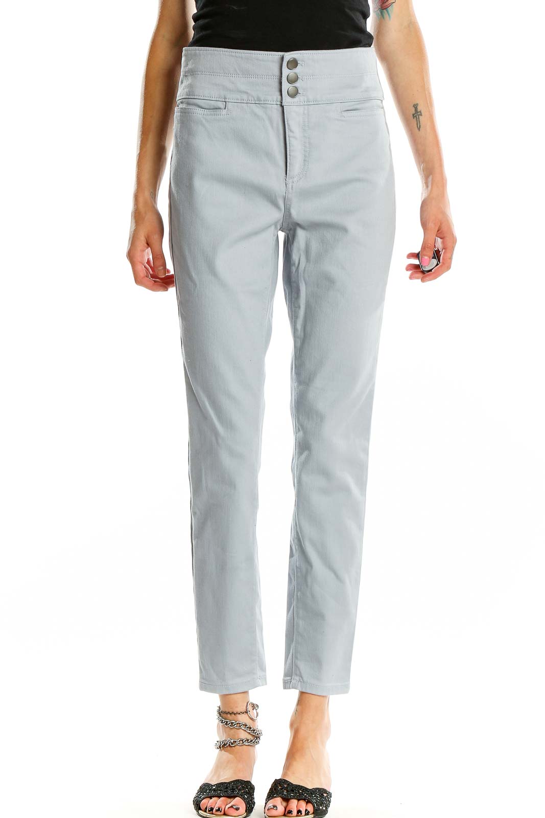 Grey Slim Pants Front