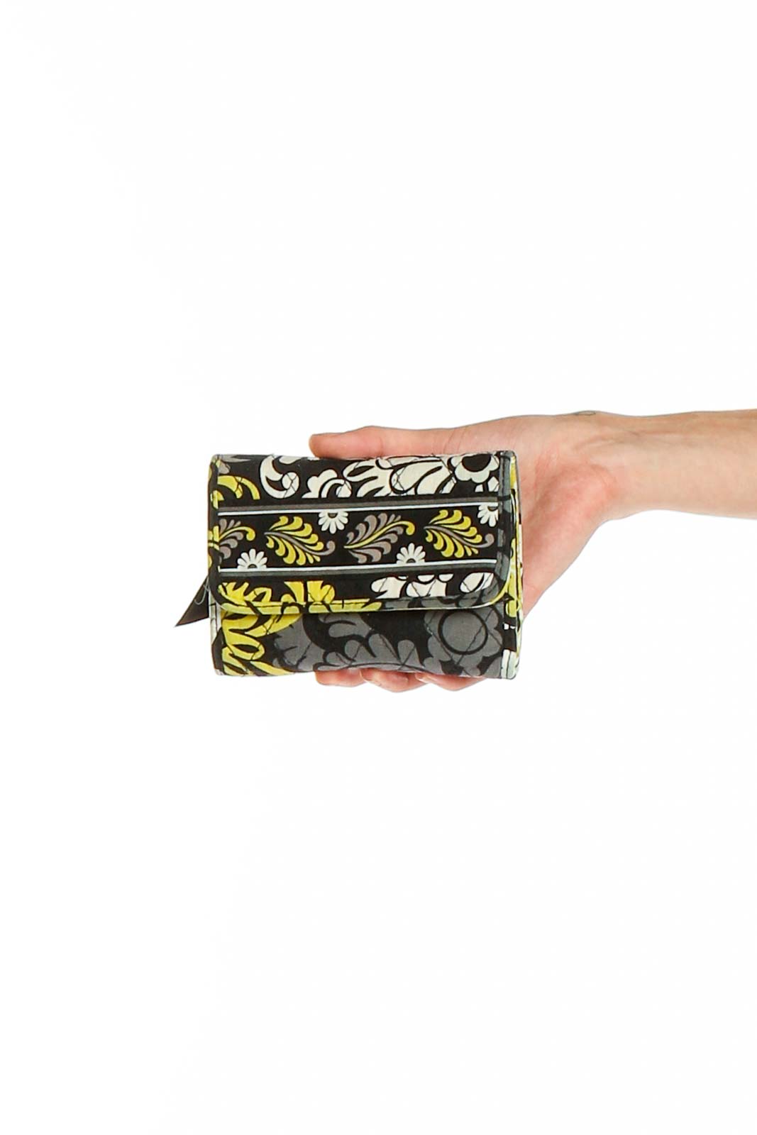Black Gray Green Printed Clutch Front