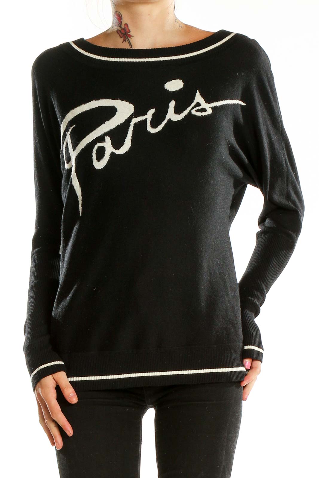 Black Graphic Sweater Front