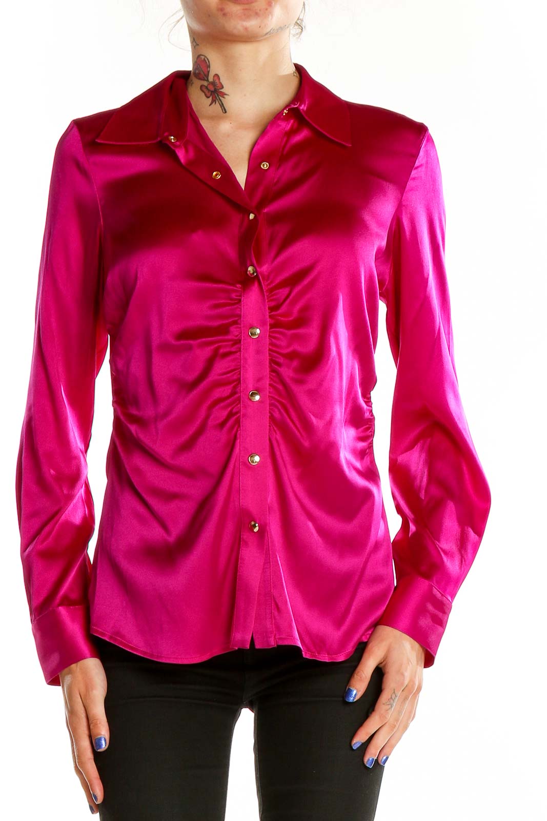 Pink Silk Formal Shirt Front