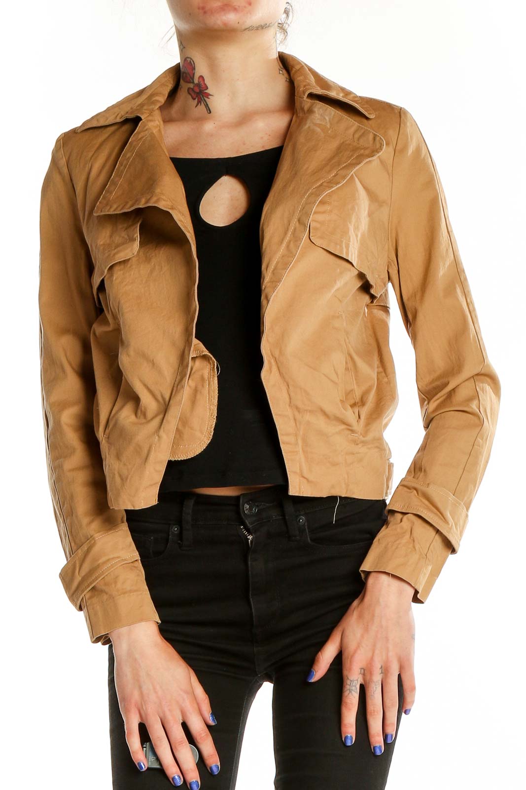 Brown Fitted Jacket Front