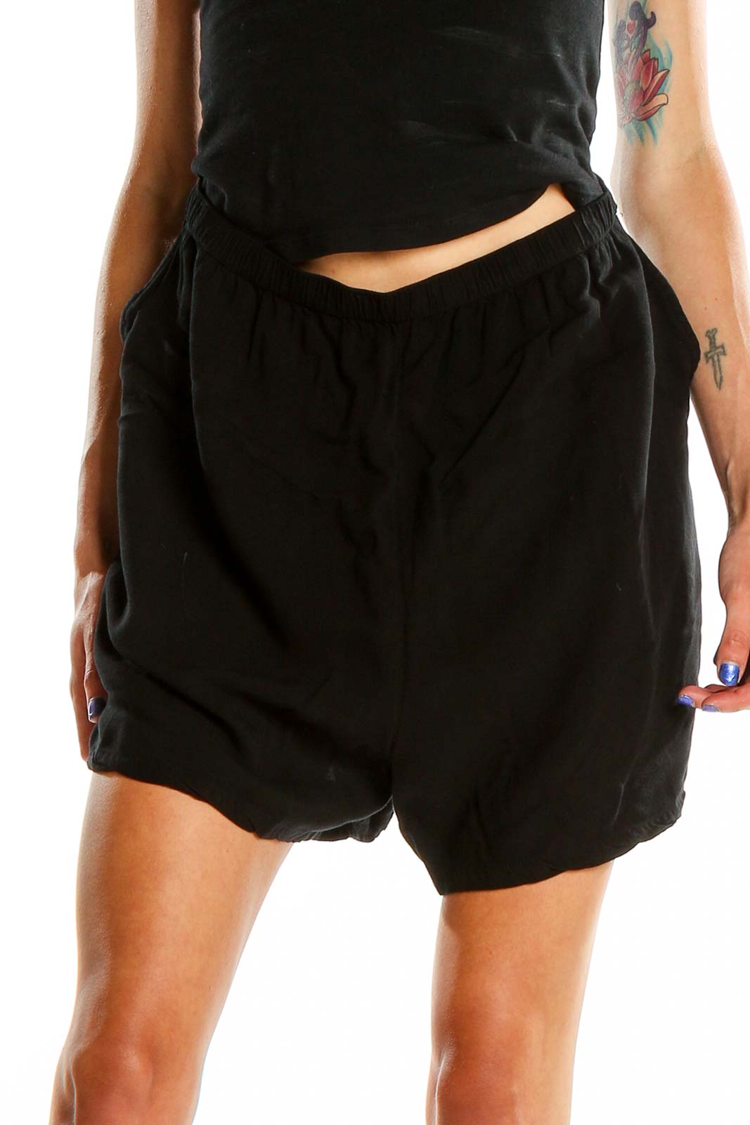 Black Casual Shorts Front