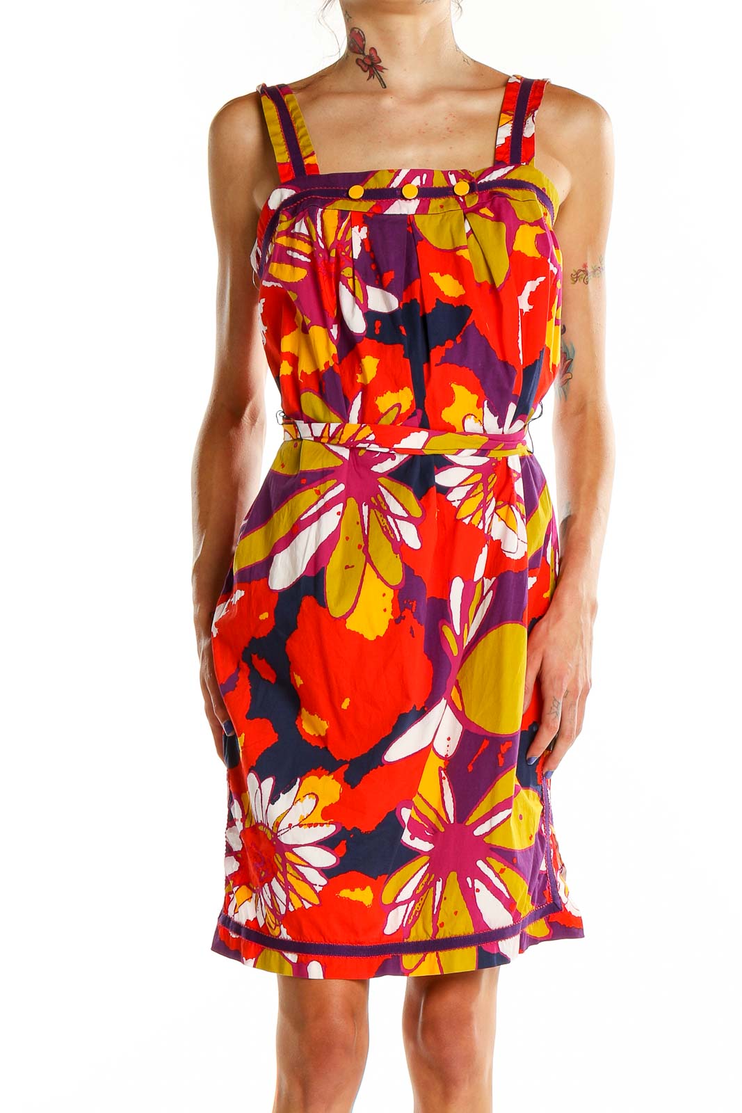 Multicolor Printed Mini Dress Front