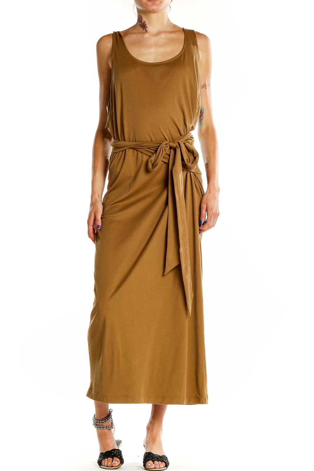 Brown Column Dress Front