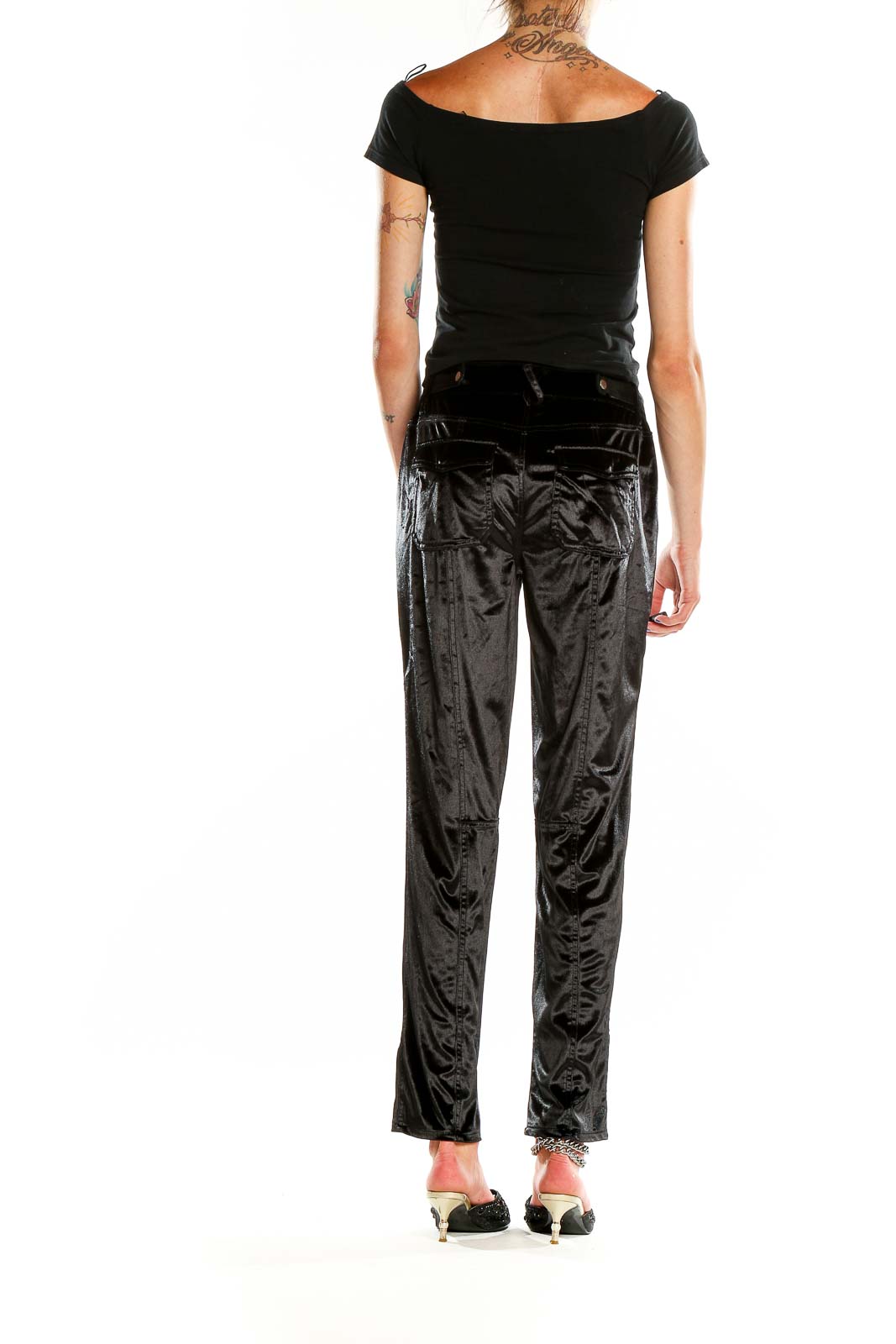 Black Solid All Day Wear Capri Pants