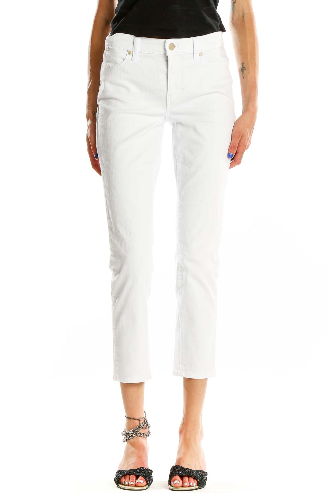 White Cropped Jean Front