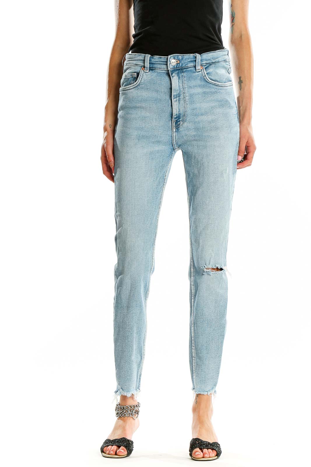 Blue Light Rinse Skinny Jeans Front
