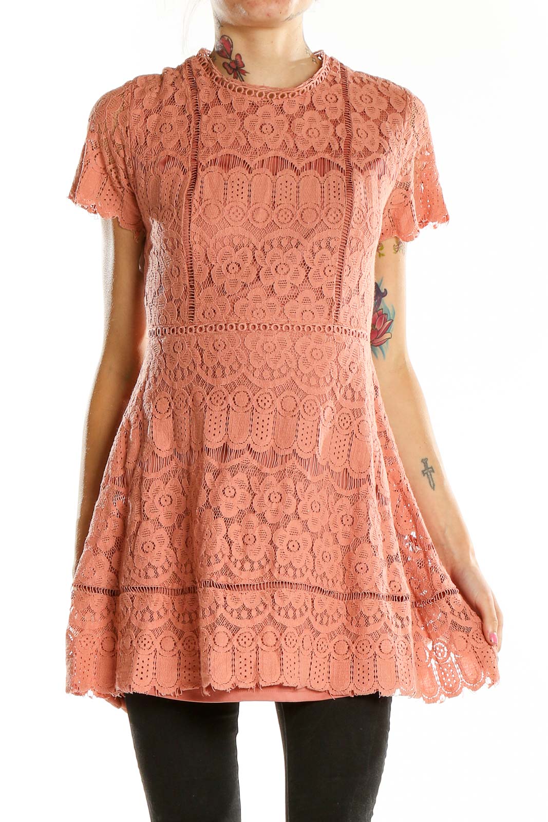 Pink Lace Dress Front