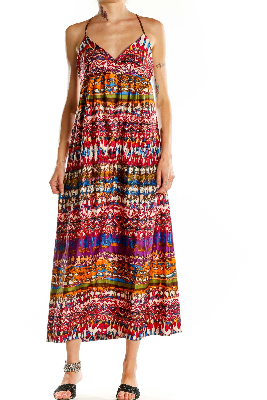 Multicolor Bohemian Printed Maxi Dress Front
