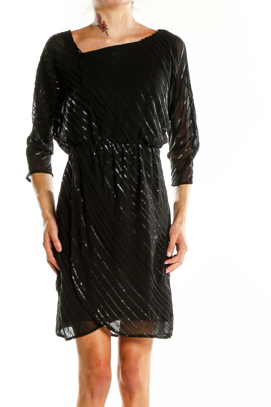 Black Shimmery Dress Front