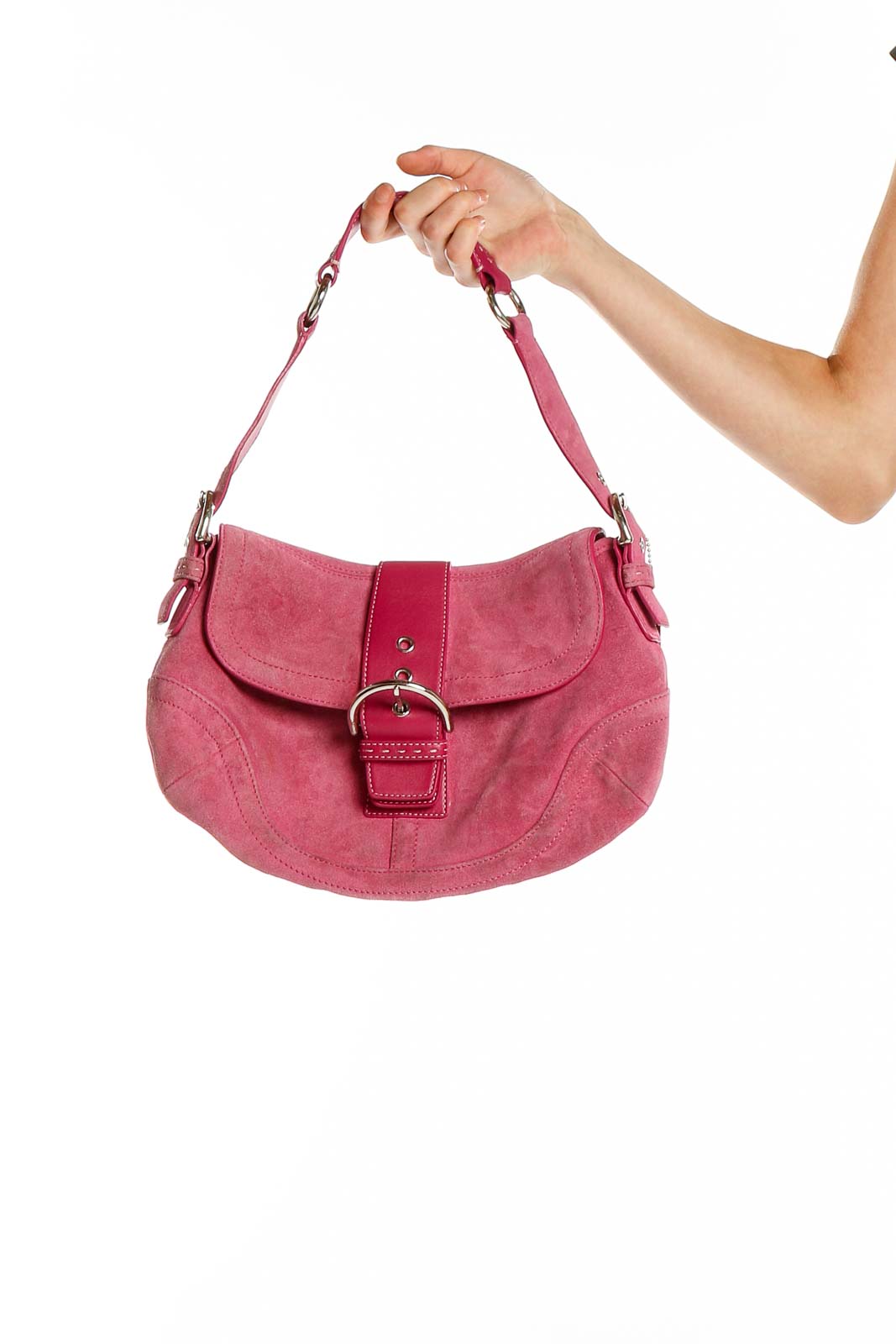 Pink Leather Shoulder Bag Front
