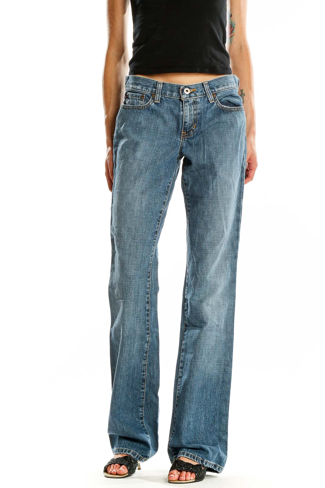 Blue Medium Wash Jeans Front