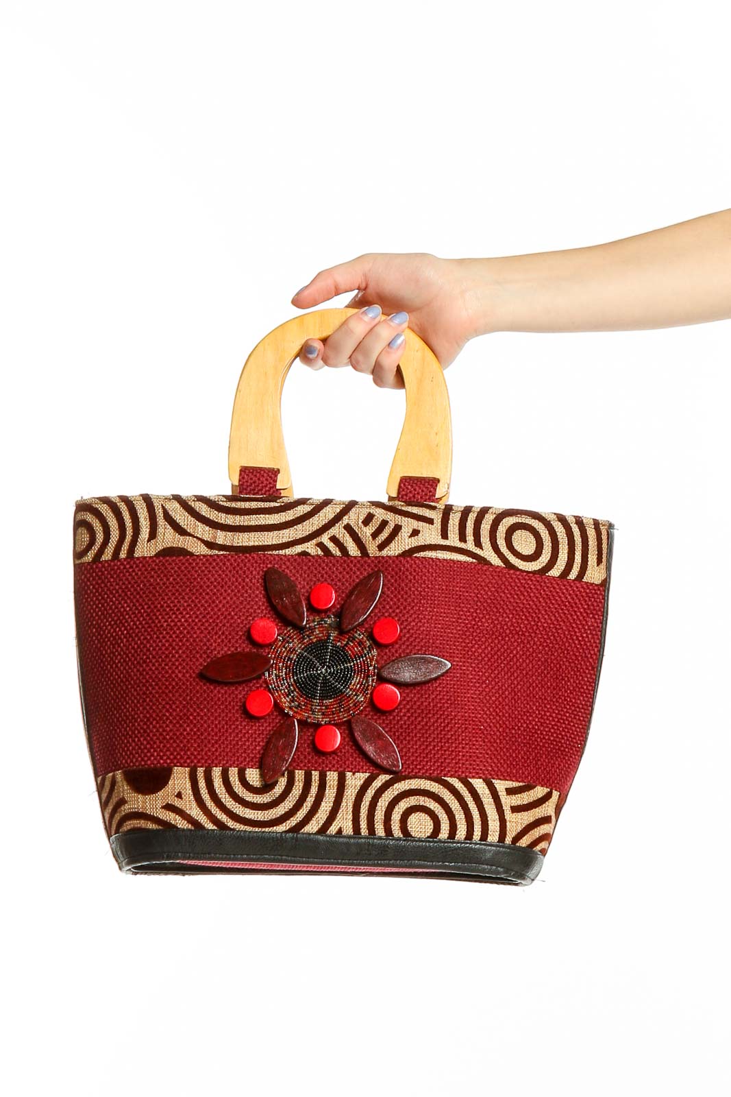 Red Printed Tote Bag Front