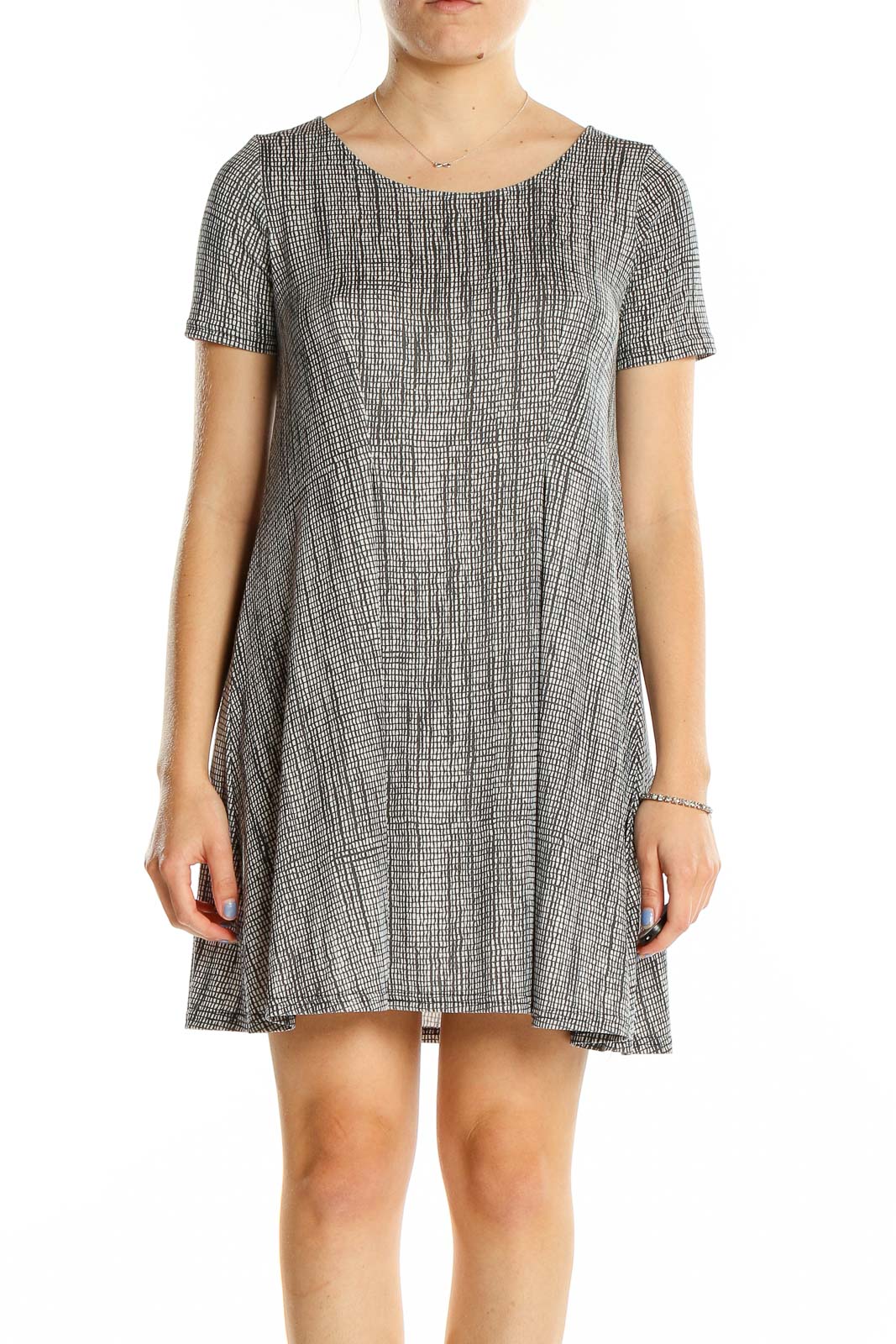 Grey Printed T-Shirt Dress Front