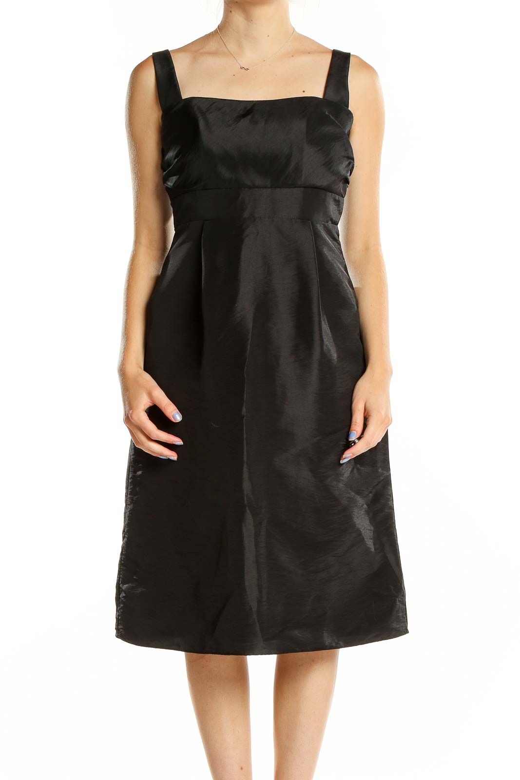 Black Pinafore Classic Solid Dress Front