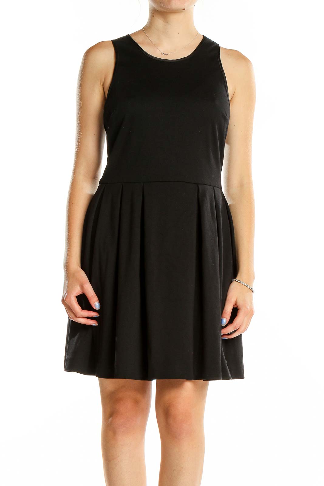 Black Classic Flare Dress Front