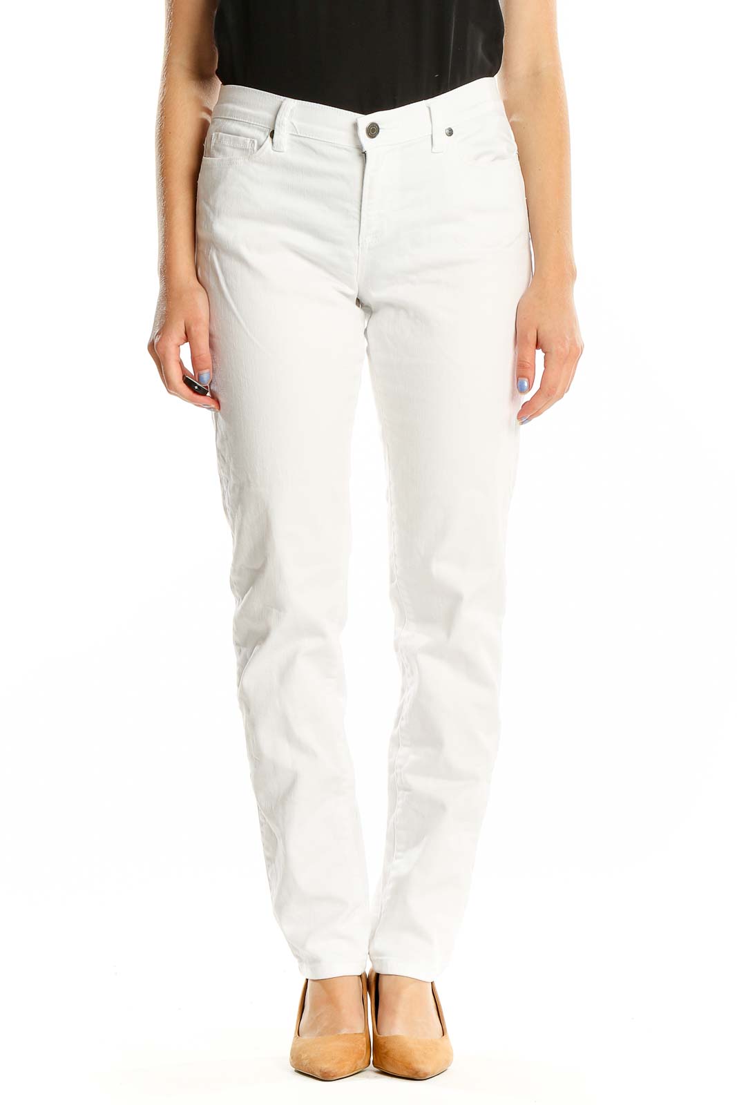 White Colored Jeans Front