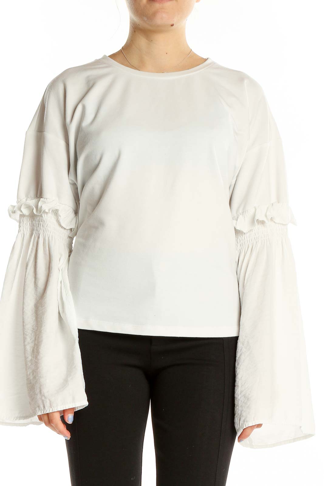 White Bell Sleeve Top Front